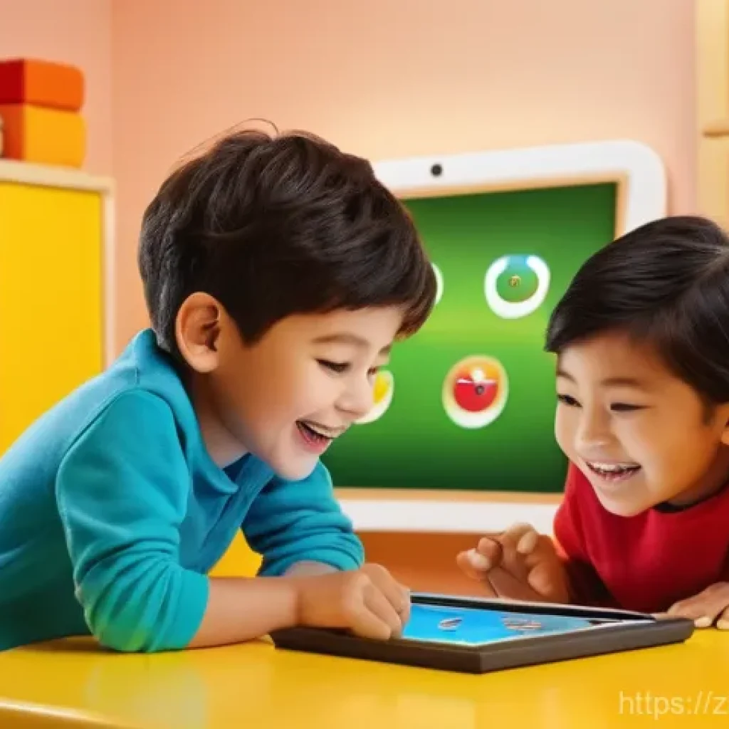 라바와 함께하는 유아용 교육 앱 - **Prompt:** A vibrant and cheerful scene featuring the Yellow Larva and Red Larva characters happily...