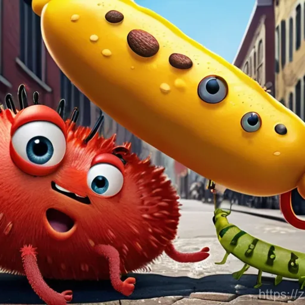 라바의 인기 비결을 분석한 논문 - **Prompt 1:** Two cute, expressive cartoon larva characters, one red (Red Larva) and one yellow (Yel...