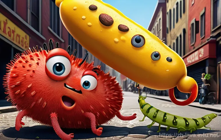 라바의 인기 비결을 분석한 논문 - **Prompt 1:** Two cute, expressive cartoon larva characters, one red (Red Larva) and one yellow (Yel...