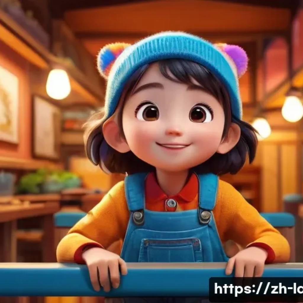 라바의 입체적인 스토리 구성 - A lively animated scene featuring the main character Laba with a playful yet tender expression, wear...