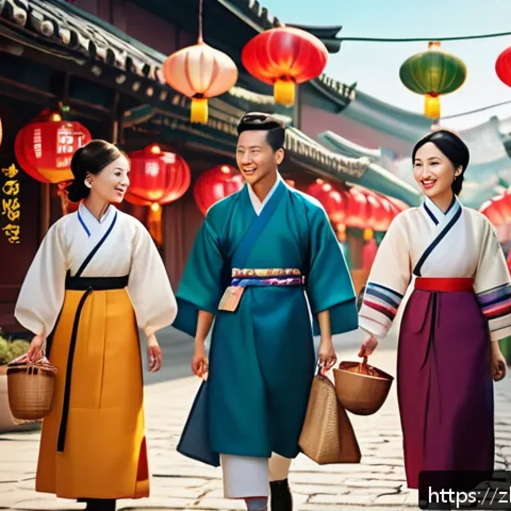 라바와 한국 애니메이션 산업의 해외 진출 - A vibrant and playful animation scene featuring a group of colorful, stylized characters wearing mod...