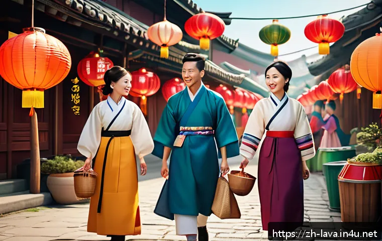 라바와 한국 애니메이션 산업의 해외 진출 - A vibrant and playful animation scene featuring a group of colorful, stylized characters wearing mod...