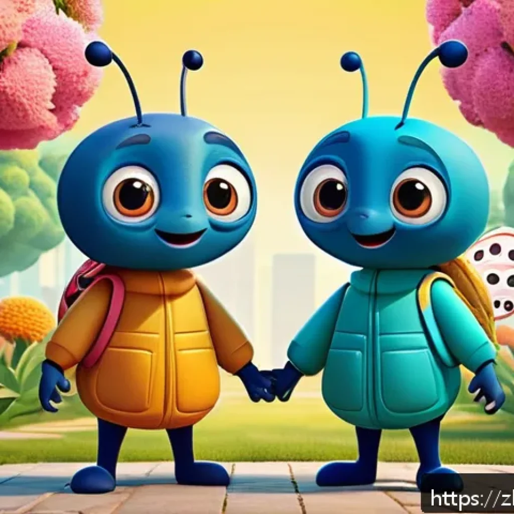 라바 관련 유튜브 인기 영상 - A vibrant and humorous scene featuring two adorable cartoon insect brothers in colorful, simplified ...