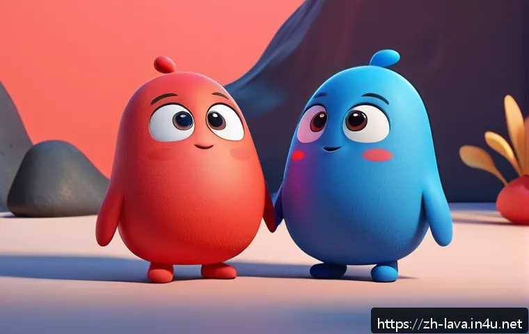 라바 제작사 투바앤의 향후 프로젝트 - A vibrant 3D animation scene featuring two adorable, rounded characters inspired by Lava animation s...