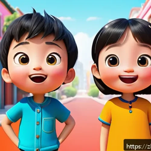 라바의 코믹 요소와 타겟 시청자 분석 - A vibrant and humorous animated scene featuring two cute cartoon characters with exaggerated facial ...