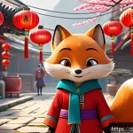 라바의 에피소드 제목 분석 - A vibrant and colorful animated scene featuring a cheerful anthropomorphic red fox character dressed...