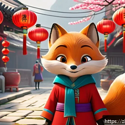 라바의 에피소드 제목 분석 - A vibrant and colorful animated scene featuring a cheerful anthropomorphic red fox character dressed...